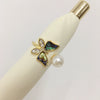 Fashion Women Freshwater Pearl Ring With Abalone Shell Butterfly Copper Accessories Electroplated 18K Real Gold Oblate And Treated Bun Round Pearl Shape