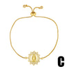 Fashion Women's Adjustable Pullout Copper Bracelet With Geometric Pattern And Goldplated Artificial Gemstones And Semiprecious Stones Electroplating Treatment