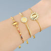 Fashion Women's Adjustable Pullout Copper Bracelet With Geometric Pattern And Goldplated Artificial Gemstones And Semiprecious Stones Electroplating Treatment