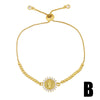 Fashion Women's Adjustable Pullout Copper Bracelet With Geometric Pattern And Goldplated Artificial Gemstones And Semiprecious Stones Electroplating Treatment