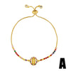 Fashion Women's Adjustable Pullout Copper Bracelet With Geometric Pattern And Goldplated Artificial Gemstones And Semiprecious Stones Electroplating Treatment