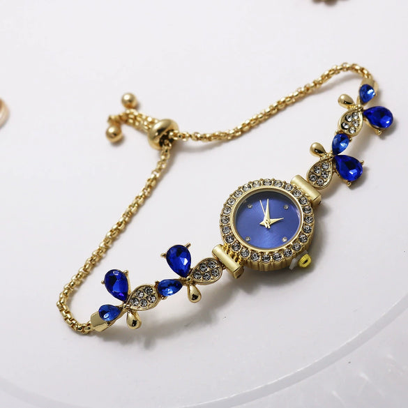 Fashion Women's Alloy And Stainless Steel Round Water Drop Shape Bracelet Watch