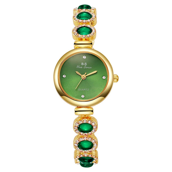 Fashion Women's Alloy Bracelet Watch With Round Dial And Diamond Inlay