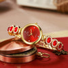 Fashion Women's Alloy Bracelet Watch With Round Dial And Diamond Inlay