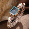 Fashion Women's Alloy Bracelet Watch With Square Dial And Colorful Gemstone
