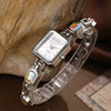 Fashion Women's Alloy Bracelet Watch With Square Dial And Colorful Gemstone