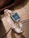 Fashion Women's Alloy Bracelet Watch With Square Dial And Colorful Gemstone