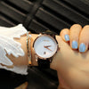 Fashion Women's Alloy Case Genuine Leather Belt Round Dial Rose Gold Thin Simple Watch