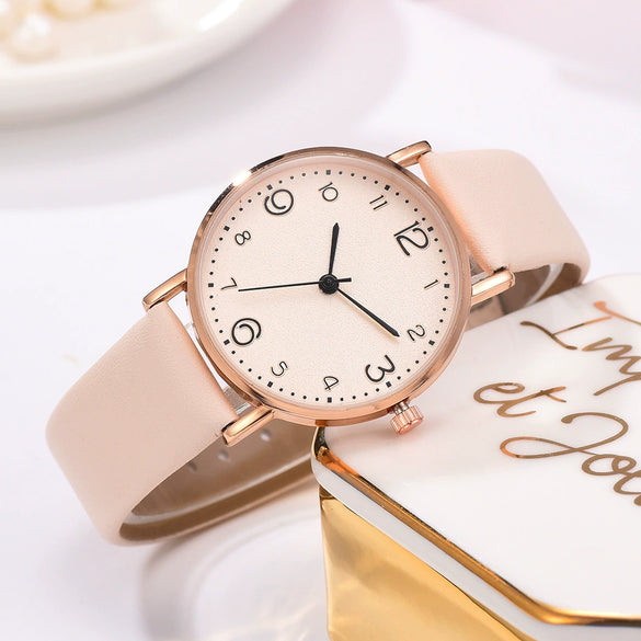 Fashion Women's Alloy Case Textile Strap Round Dial Glass Quartz Watch