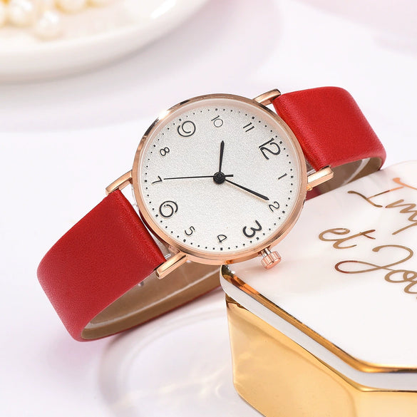 Fashion Women's Alloy Case Textile Strap Round Dial Glass Quartz Watch