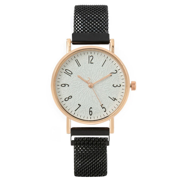 Fashion Women's Alloy Metal Strap Round Dial Quartz Watch With Magnet Strap