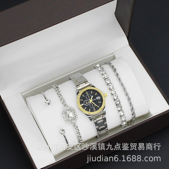 Fashion Women's Alloy Quartz Watch With Imitation Leather Strap And Stainless Steel Clasp