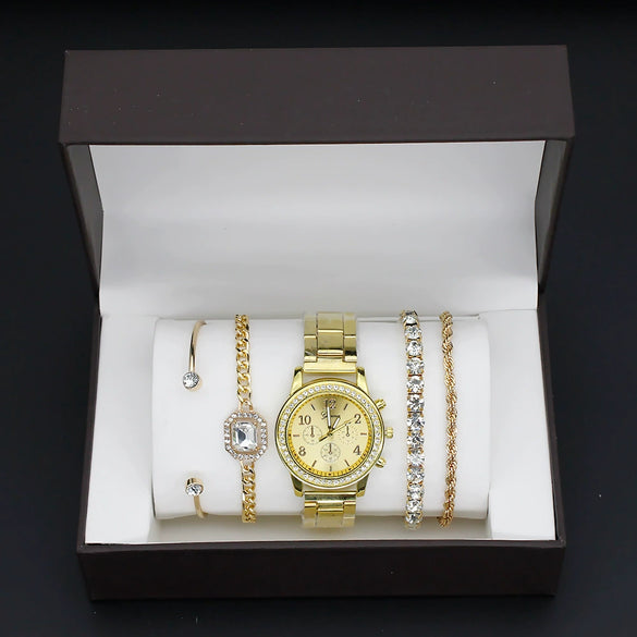 Fashion Women's Alloy Quartz Watch With Imitation Leather Strap And Stainless Steel Clasp