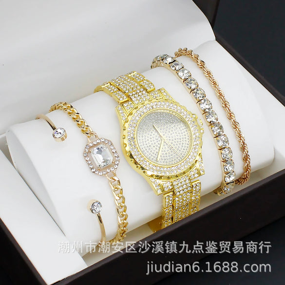 Fashion Women's Alloy Quartz Watch With Imitation Leather Strap And Stainless Steel Clasp