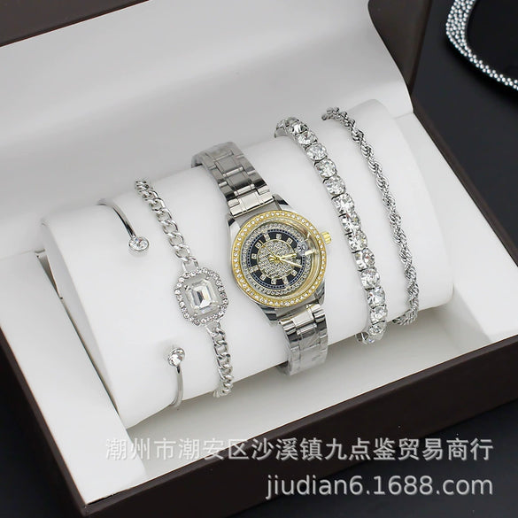 Fashion Women's Alloy Quartz Watch With Imitation Leather Strap And Stainless Steel Clasp