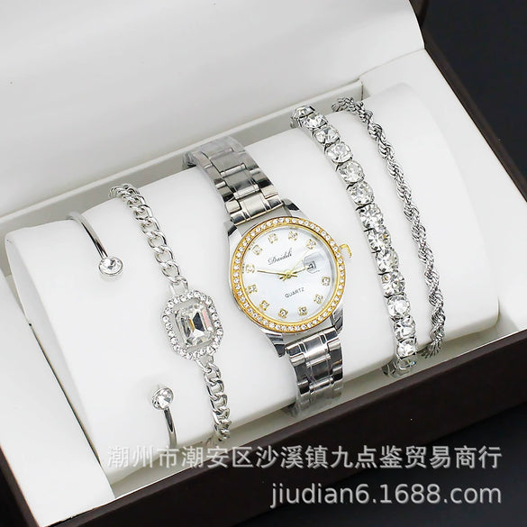 Fashion Women's Alloy Quartz Watch With Imitation Leather Strap And Stainless Steel Clasp