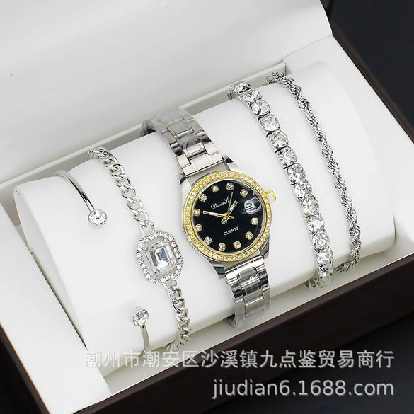 Fashion Women's Alloy Quartz Watch With Imitation Leather Strap And Stainless Steel Clasp