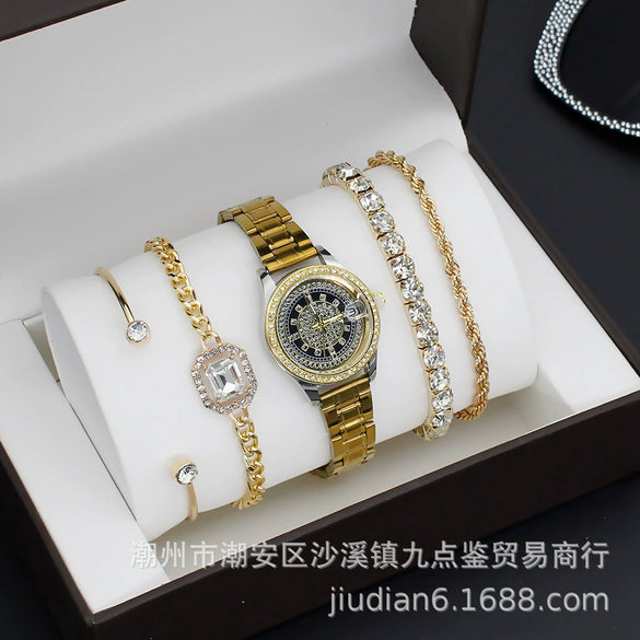 Fashion Women's Alloy Quartz Watch With Imitation Leather Strap And Stainless Steel Clasp