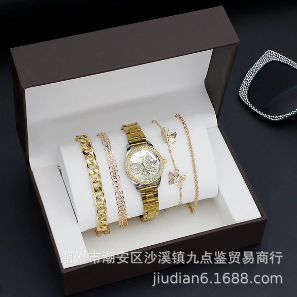 Fashion Women's Alloy Quartz Watch With Imitation Leather Strap And Stainless Steel Clasp