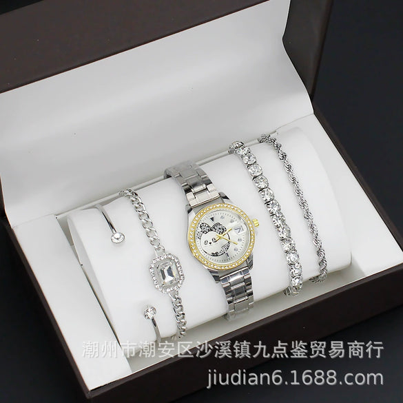 Fashion Women's Alloy Quartz Watch With Imitation Leather Strap And Stainless Steel Clasp