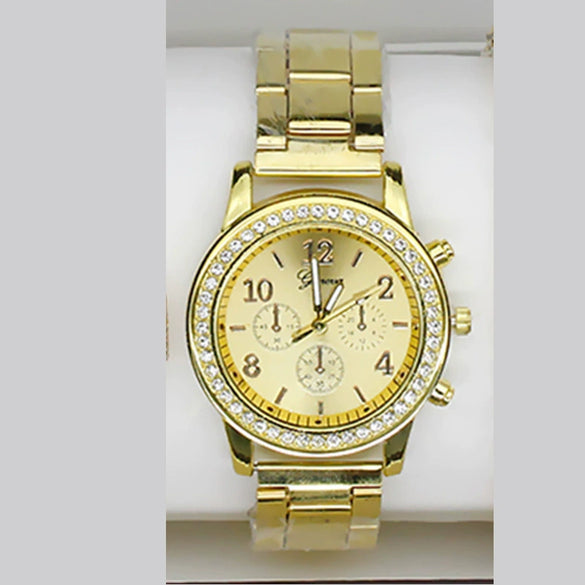 Fashion Women's Alloy Quartz Watch With Imitation Leather Strap And Stainless Steel Clasp