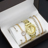 Fashion Women's Alloy Quartz Watch With Imitation Leather Strap And Stainless Steel Clasp
