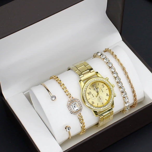 Fashion Women's Alloy Quartz Watch With Imitation Leather Strap And Stainless Steel Clasp