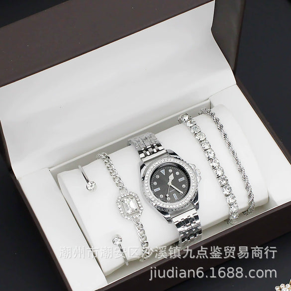Fashion Women's Alloy Quartz Watch With Imitation Leather Strap And Stainless Steel Clasp