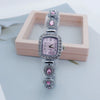 Fashion Women's Alloy Square Quartz Watch With Full Diamond Inlay