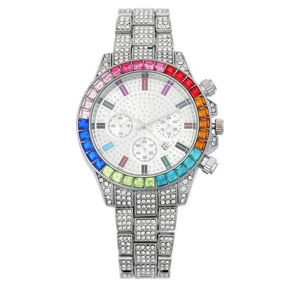 Fashion Women's Alloy Watch With Threeeye Design And Mineral Strengthened Glass Mirror