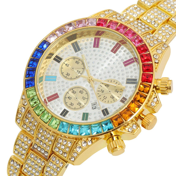 Fashion Women's Alloy Watch With Threeeye Design And Mineral Strengthened Glass Mirror