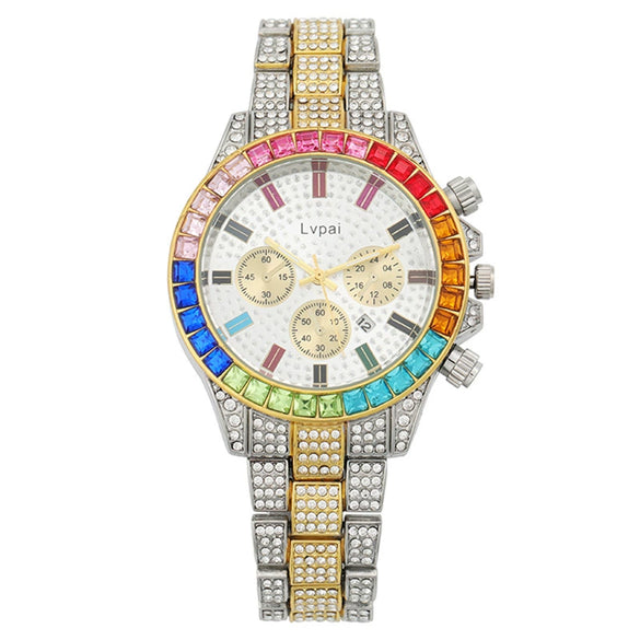 Fashion Women's Alloy Watch With Threeeye Design And Mineral Strengthened Glass Mirror