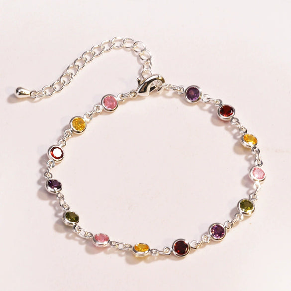 Fashion Women's Artificial Crystal Zircon Color Bracelet Set With Diamonds