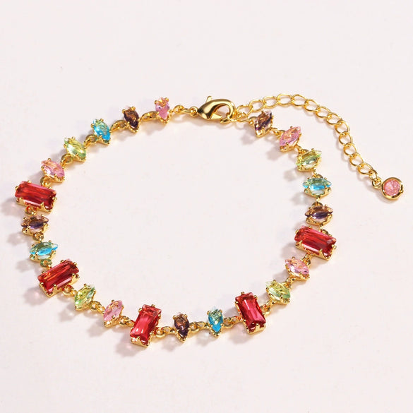 Fashion Women's Artificial Crystal Zircon Color Bracelet Set With Diamonds