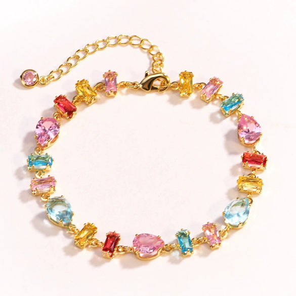 Fashion Women's Artificial Crystal Zircon Color Bracelet Set With Diamonds