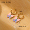 Fashion Women's Butterfly Titanium Steel And Stainless Steel Earrings With Oil Dropping And Electroplating