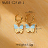 Fashion Women's Butterfly Titanium Steel And Stainless Steel Earrings With Oil Dropping And Electroplating