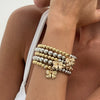 Fashion Women's Ccballoy Geometric And Bow Patterned Beaded Bracelet With Electroplating