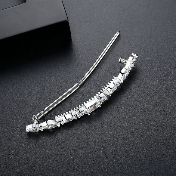 Fashion Women's Copper Hairpin With Square Zircon Inlay Geometric Word Clip Hair Accessory