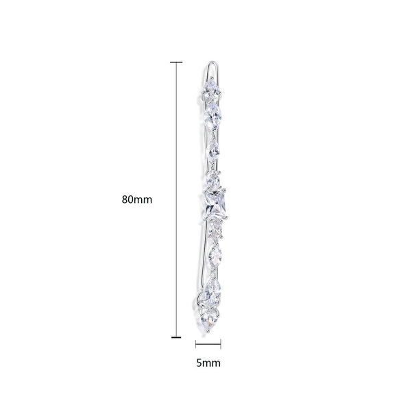 Fashion Women's Copper Hairpin With Square Zircon Inlay Geometric Word Clip Hair Accessory