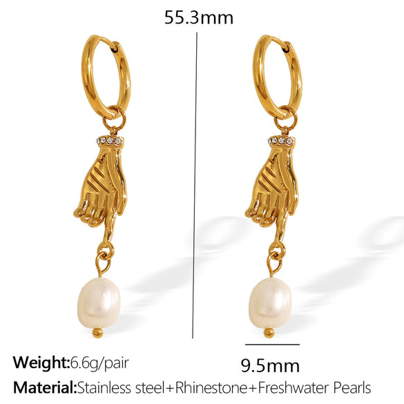 Fashion Women's Earrings Freshwater Pearl 316L Stainless Steel Electroplated