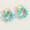 Fashion Women's Freshwater Pearl Natural Stone Copper 14K Gold Plated Geometric Earrings