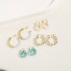 Fashion Women's Freshwater Pearl Natural Stone Copper 14K Gold Plated Geometric Earrings