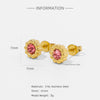 Fashion Women's Geometric Stainless Steel Electroplated Brown Gemstone Earrings