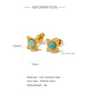 Fashion Women's Geometric Stainless Steel Electroplated Brown Gemstone Earrings