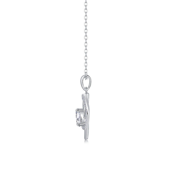 Fashion Women's Heart Shaped 925 Silver Moissanite Inlaid Clavicle Necklace