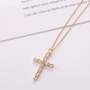 Fashion Women's Jewelry Copper Real Gold Electroplated Microinlay Colorful Zircon Water Drops Cross Necklace