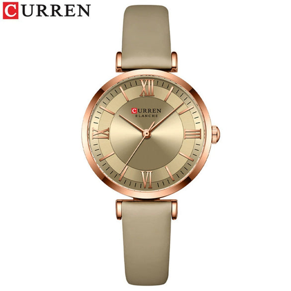 Fashion Women's Metal Alloy Plexiglass Mirror Round Dial Quartz Watch With Horseshoe Buckle