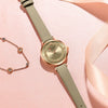 Fashion Women's Metal Alloy Plexiglass Mirror Round Dial Quartz Watch With Horseshoe Buckle