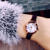 Fashion Women's Metal Case Imitation Leather Strap Round Dial Quartz Watch